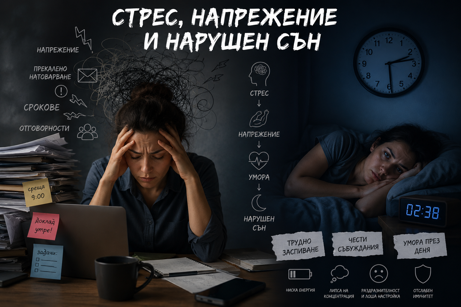 Стрес, напрежение и нарушен сън
